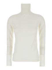 Max Mara Women White High Neck Sweater In Wool Woman