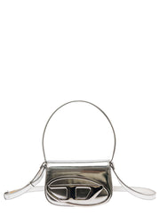 Diesel Women '1Dr' Silver Shoulder Bag  With Oval D Patch In Laminated Leather For Women