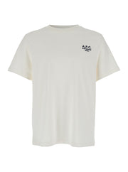 A.P.C. Men White Crewneck T-Shirt With Logo Embroidered On The Front In Cotton Man