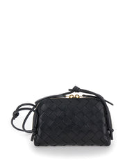 Bottega Veneta Women Crossbody Bag 'Concert' With Intreccio Motif In Black Leather For Women
