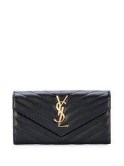 Saint Laurent Women Cassandre Matelassé Large Flap Wallet In Grain De Poudre Leather
