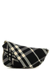 Burberry Women Embroidered Fabric Medium Shield Crossbody Bag