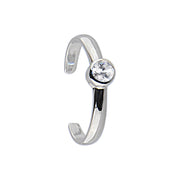 Sterling Silver 925 Cubic Zirconia Glamour Solitaire Toe Ring