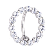 16G Solid 14k White Gold Reverse Zirconia Circle Belly Ring