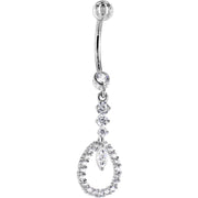 16G Solid 14K White Gold CIRCULAR INDULGENCE Cubic Zirconia Belly Ring