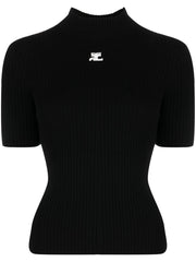 Courreges Women Reedition Short Sleeves Ribbed Knitted Sweater