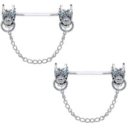 Aqua Gem Sterling Invisible Bioplast Demon Nipple Shield Set