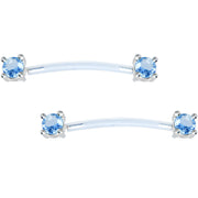 Aqua Round Solitaire Sterling Invisible Bioplast Nipple Shield Set