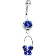 Blue Gem Butterfly Sparkle Dangle Belly Ring