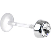 16G 3/8 Clear CZ Bioplast Tragus Labret Monroe