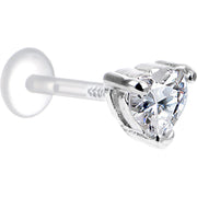 16G 3/8 Clear CZ Heart Bioplast Tragus Labret Monroe
