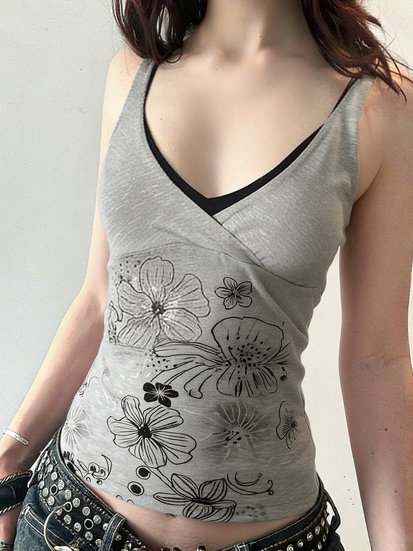 Vintage Floral Print Tank Top