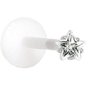 16G 3/8 Clear 3mm CZ Star Labret Monroe