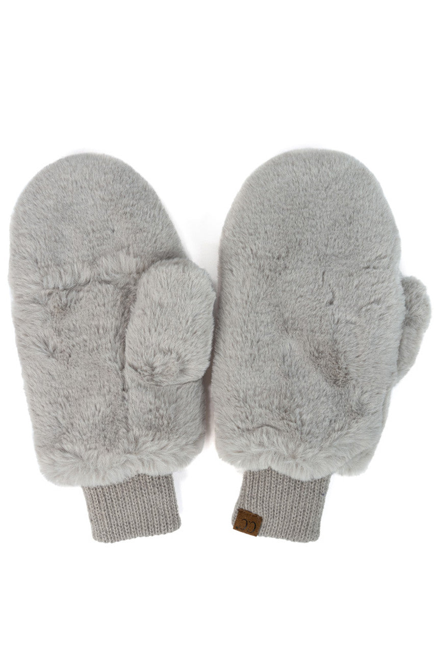 C.C Women's Faux Fur Pop Top Mittens Gloves Shepherd Lining