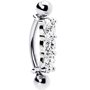 Silver 925 Clear Crystal Trilogy Eyebrow Ring