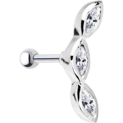 925 Silver Clear Teardrop CZ Right Cartilage Earring