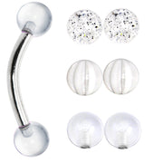 16G Clear Ball 4 Pair Interchangeable Eyebrow Pack Set