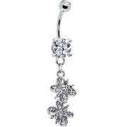Crystal Clear Double Butterfly Belly Ring