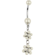 Cream Duality Dapper Drop Faux Pearl Belly Ring