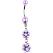 Purple Duality Dapper Drop Faux Pearl Belly Ring