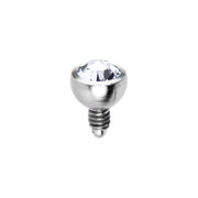 Grade 23 Solid Titanium Internally Threaded Clear Gem 3MM Dermal Ball Top