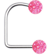 14G Pink Acrylic Glitter Ball Lippy Loop Labret