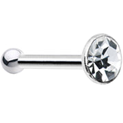 Sterling Silver 1.8mm Clear Nose Bone Created with Crystals