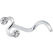 925 Silver Squiggle Clear Nose Ring Created with Crystals