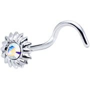 925 Aurora Floral Flower Nose Ring Created with Crystals