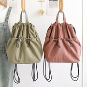 Casual Versatile Drawstring Bucket Bag for Female - Textured Nylon Backpack, Lightweight & Portable Travel Companion (Copy)