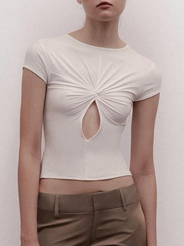 Stylish Twisted Openwork Short Sleeve