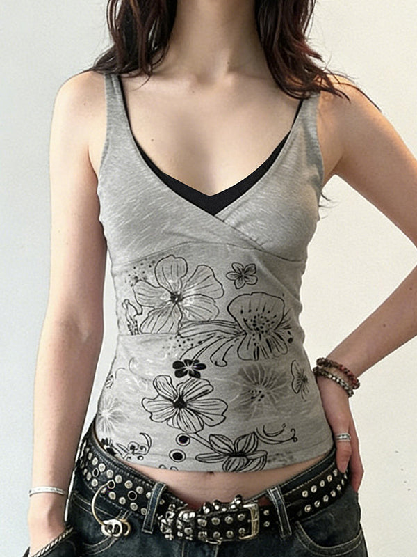 Vintage Floral Print Tank Top