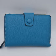 Compact Pebbled Everyday Wallet with Snap and Zipper Closure