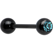 14G Zircon Blue Gem Black Anodized Titanium Barbell Tongue Ring