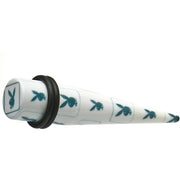 00G White Teal Acrylic Playboy Rabbit Head Taper
