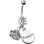 Cubic Zirconia Crown Princess Belly Ring