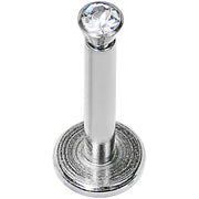 16G Clear 2mm Gem Internally Threaded Labret Monroe Tragus