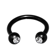 16G 5/16 Clear Gem Black Anodized Horseshoe Circular Barbell