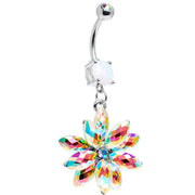 Stainless Steel Aurora Borealis Crystal Belly Ring