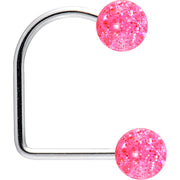 16G Pink Acrylic Glitter Ball Lippy Loop Labret