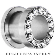 00G Stainless Steel Clear Gem Screw Fit Tunnel