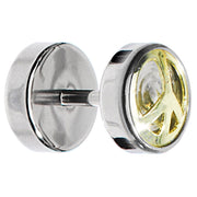 Anodized Titanium Gold Peace Sign Cheater Plug