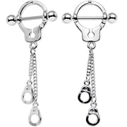 14G 5/8 Hold Me In Handcuffs Dangle Nipple Shield Set