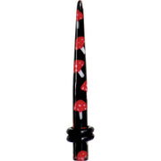 6G Black Red Mushroom Acrylic Ear Taper