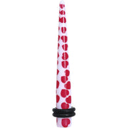2G White Red Heart Acrylic Ear Taper
