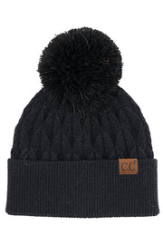 C.C Lurex Cable Pom Beanie