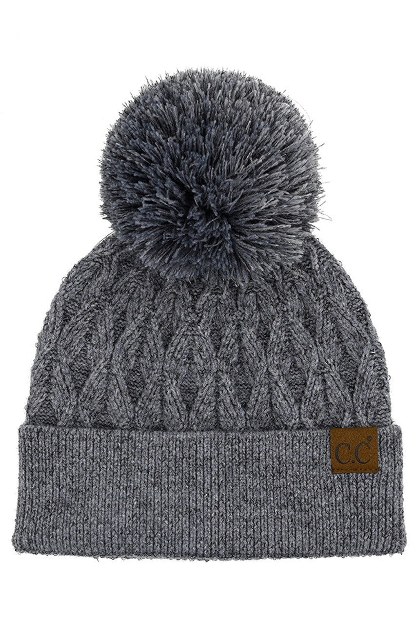 C.C Lurex Cable Pom Beanie