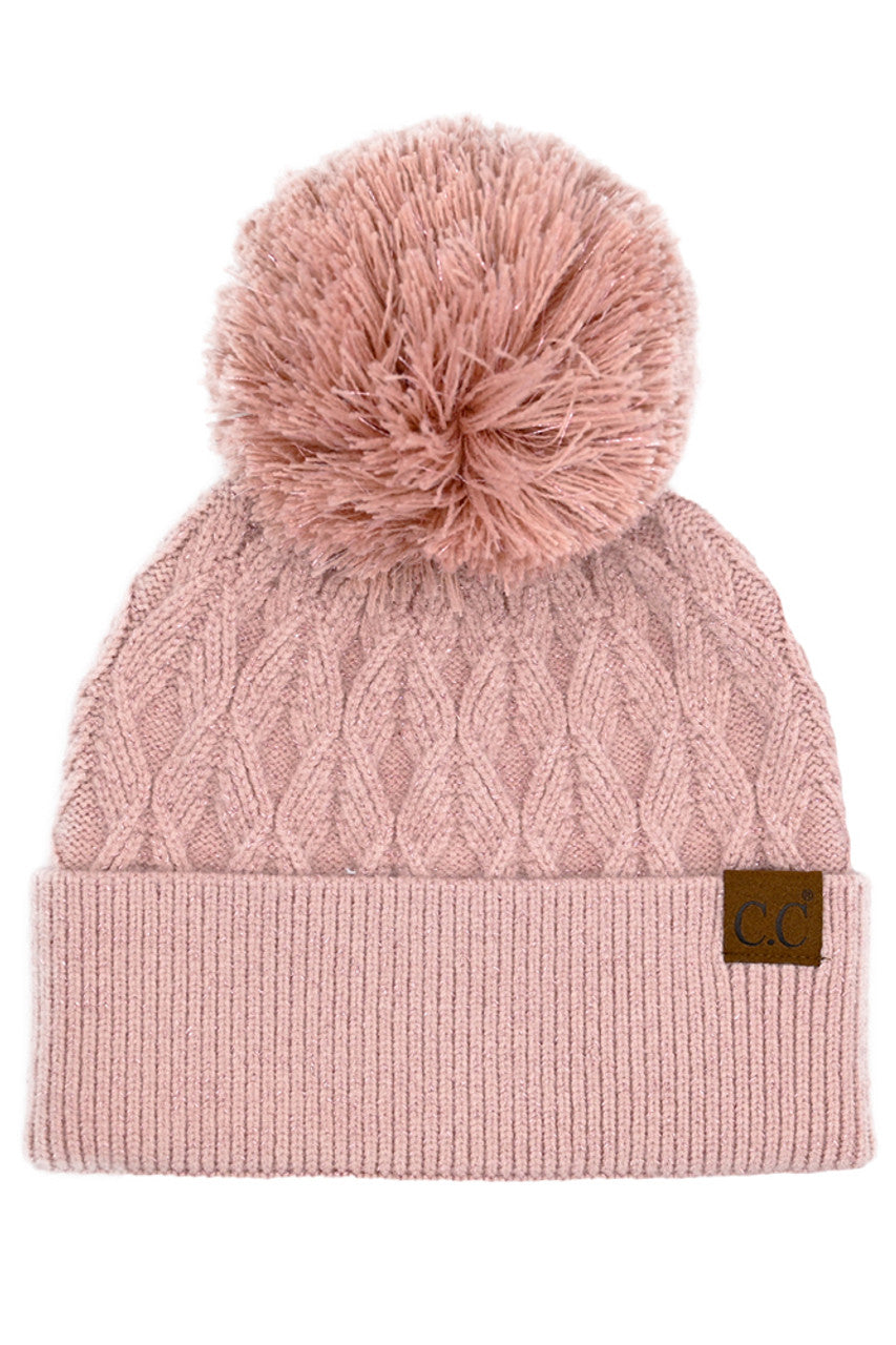 C.C Lurex Cable Pom Beanie