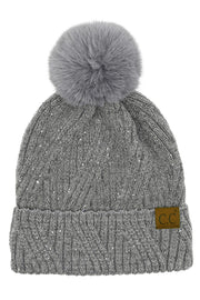 C.C Sequin with Pom Beanie