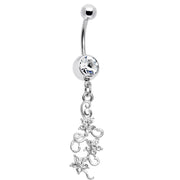 Crystalline Gem Dramatic Floral Drop Belly Ring